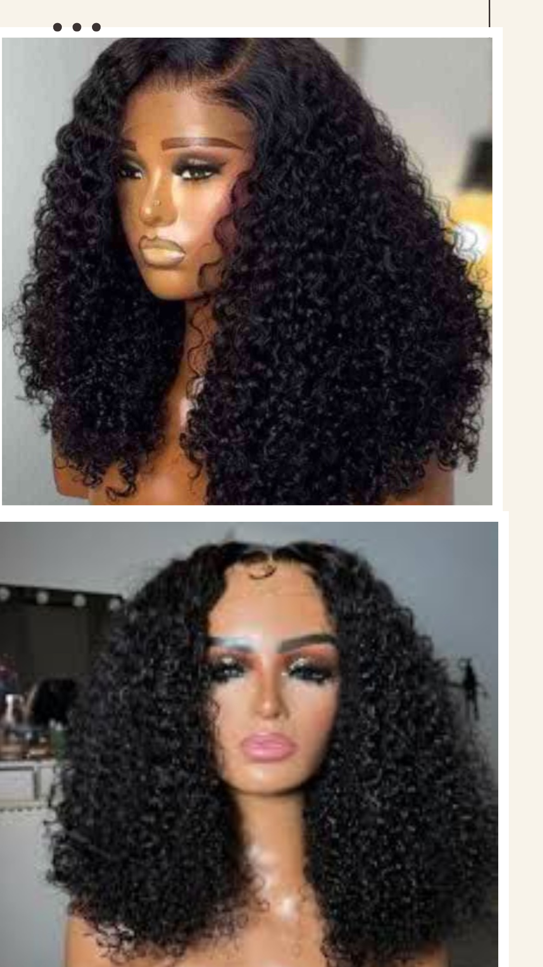 Perruque cheveux humains frisés